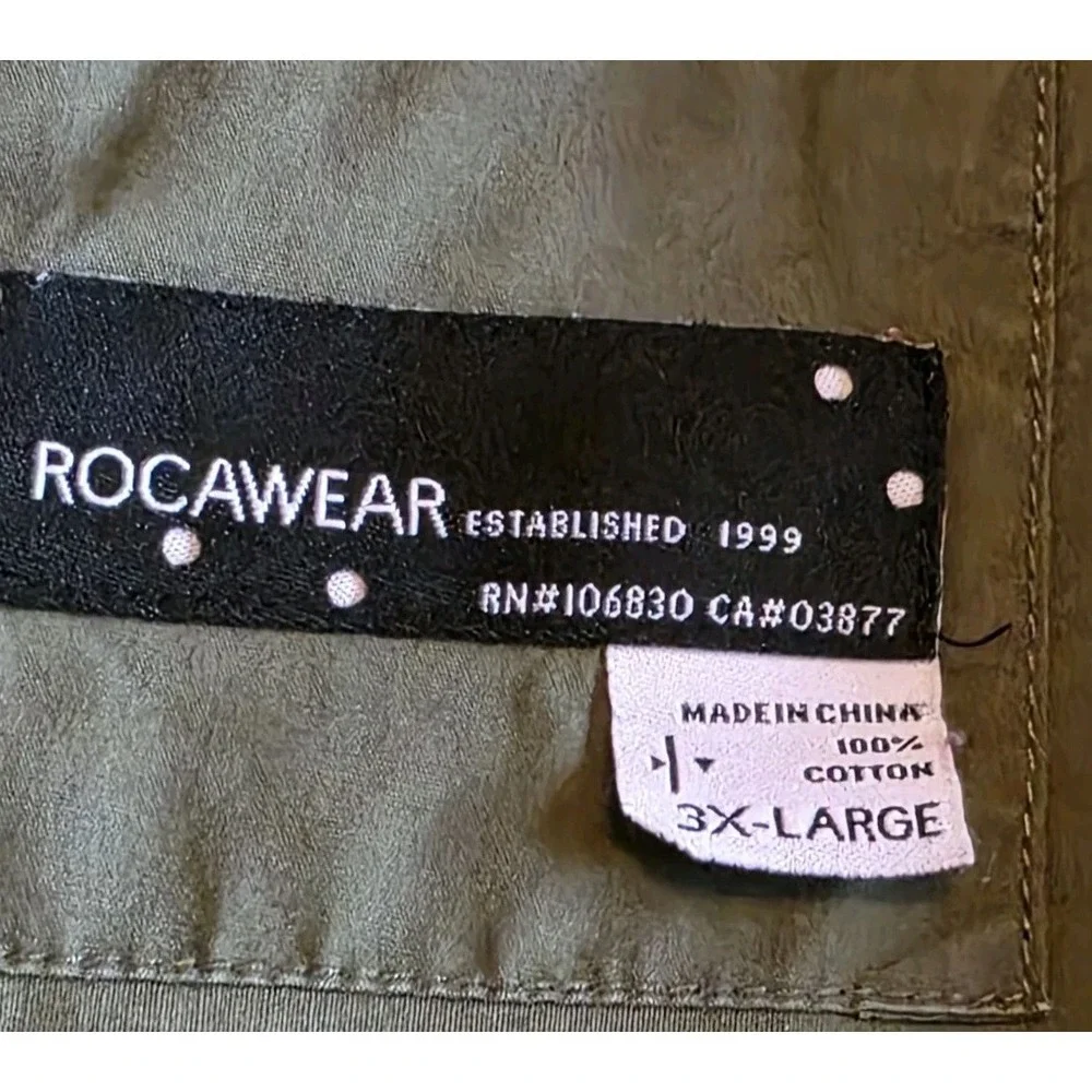 Rocawear Shirt‎ Mens 3X-LARGE XXX 100% Cotton Military Green Button
